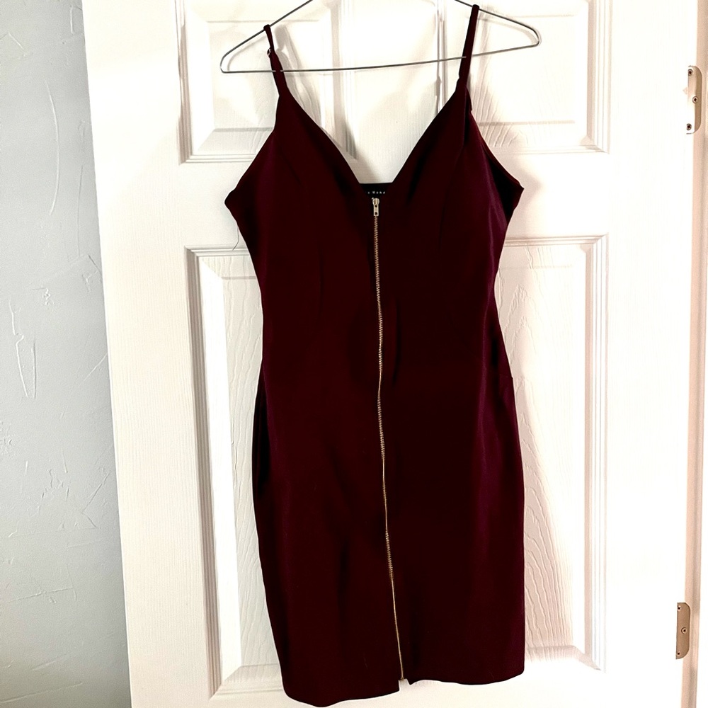 Wine colored, haute monde, mini dress, size M.